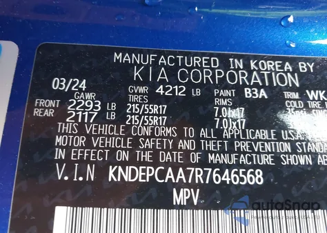 2024 Kia Seltos Lx z USA, uszkodzony, nr VIN KNDEPCAA7R7646568